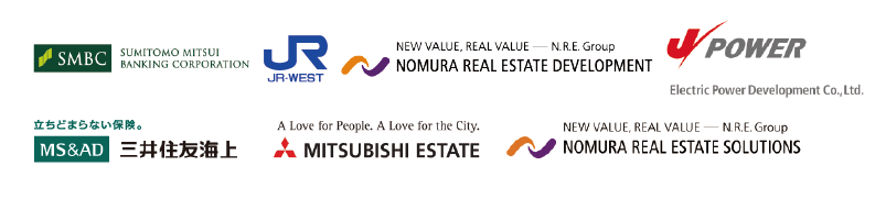 Sumitomo Mitsui Banking Corporation / West Japan Railway Company / <br />
Nomura Real Estate Development Co., Ltd. / Electric Power Development Co., Ltd. / <br />
Mitsui Sumitomo Insurance Company, Limited / MITSUBISHI ESTATE Co., Ltd. / <br />
Nomura Real Estate Solutions Co., Ltd.<br />
